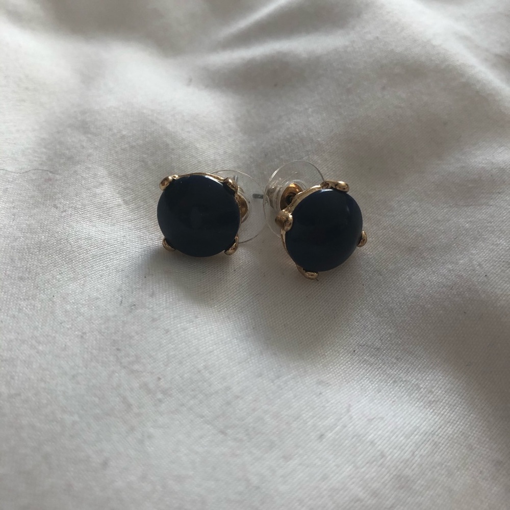 Navy button earrings